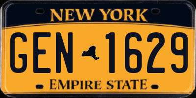 NY license plate GEN1629