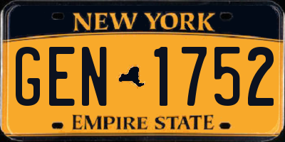 NY license plate GEN1752
