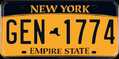 NY license plate GEN1774