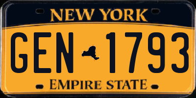 NY license plate GEN1793