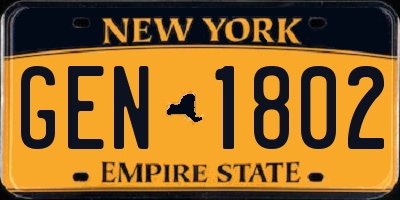 NY license plate GEN1802