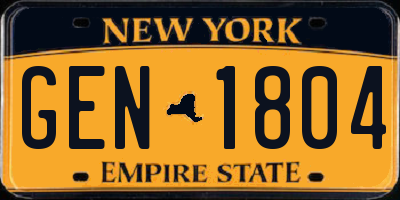 NY license plate GEN1804