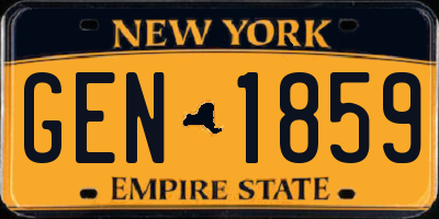 NY license plate GEN1859
