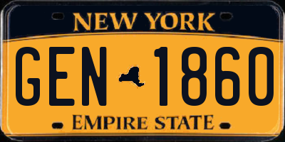 NY license plate GEN1860