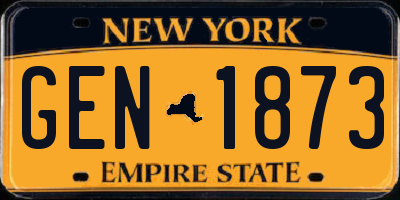 NY license plate GEN1873