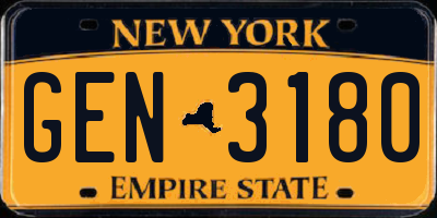 NY license plate GEN3180