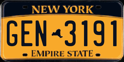 NY license plate GEN3191