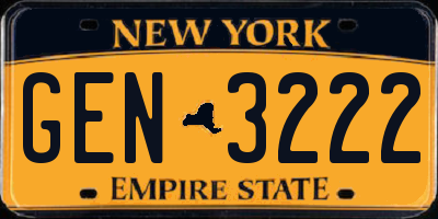 NY license plate GEN3222