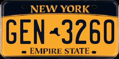 NY license plate GEN3260