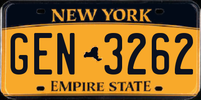 NY license plate GEN3262