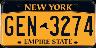 NY license plate GEN3274