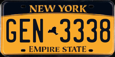 NY license plate GEN3338
