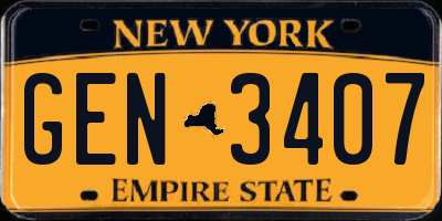 NY license plate GEN3407