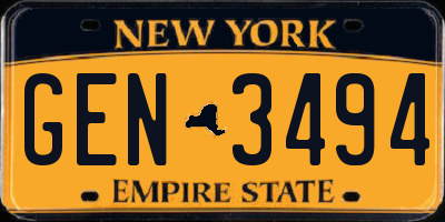 NY license plate GEN3494