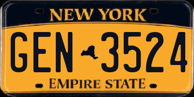 NY license plate GEN3524
