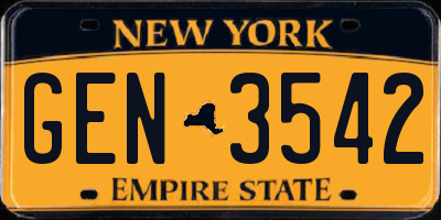 NY license plate GEN3542