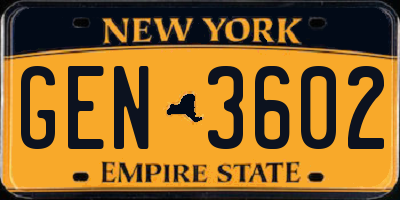 NY license plate GEN3602