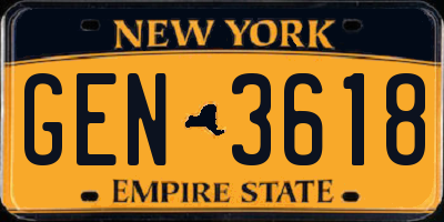 NY license plate GEN3618