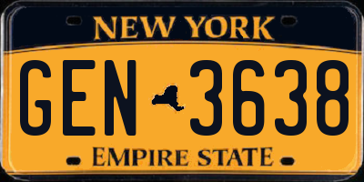 NY license plate GEN3638