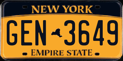 NY license plate GEN3649