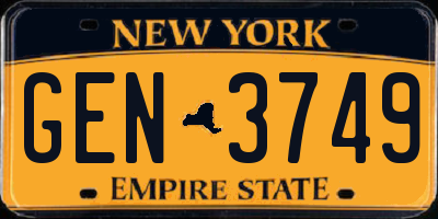 NY license plate GEN3749