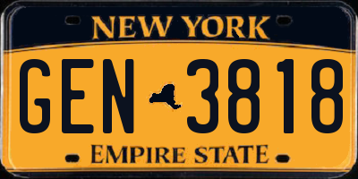 NY license plate GEN3818