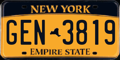 NY license plate GEN3819