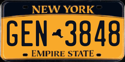 NY license plate GEN3848