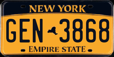 NY license plate GEN3868
