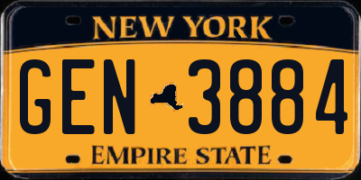NY license plate GEN3884