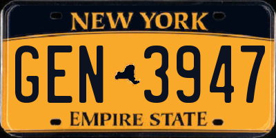 NY license plate GEN3947