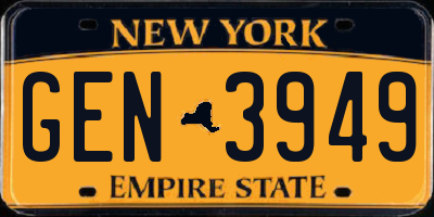 NY license plate GEN3949