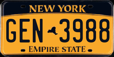 NY license plate GEN3988