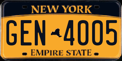 NY license plate GEN4005
