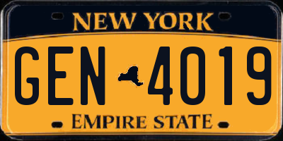 NY license plate GEN4019