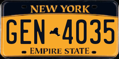 NY license plate GEN4035
