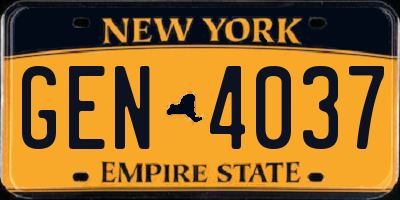 NY license plate GEN4037