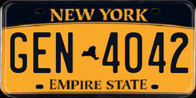 NY license plate GEN4042