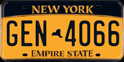 NY license plate GEN4066