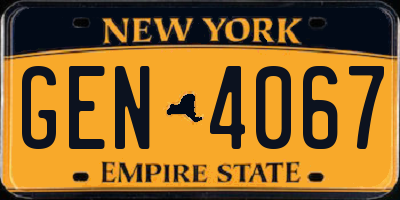 NY license plate GEN4067