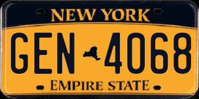 NY license plate GEN4068