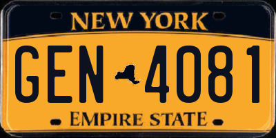 NY license plate GEN4081