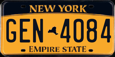 NY license plate GEN4084