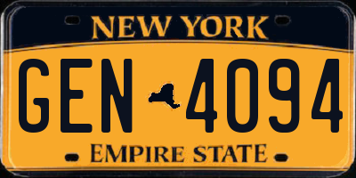 NY license plate GEN4094