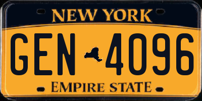 NY license plate GEN4096