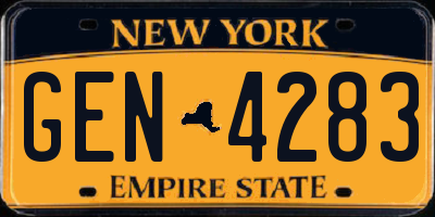 NY license plate GEN4283