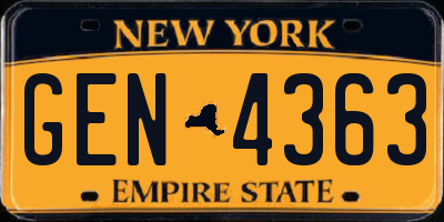 NY license plate GEN4363