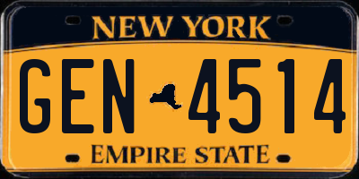 NY license plate GEN4514