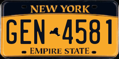 NY license plate GEN4581