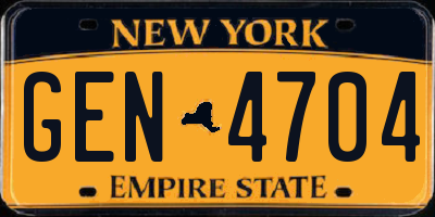 NY license plate GEN4704